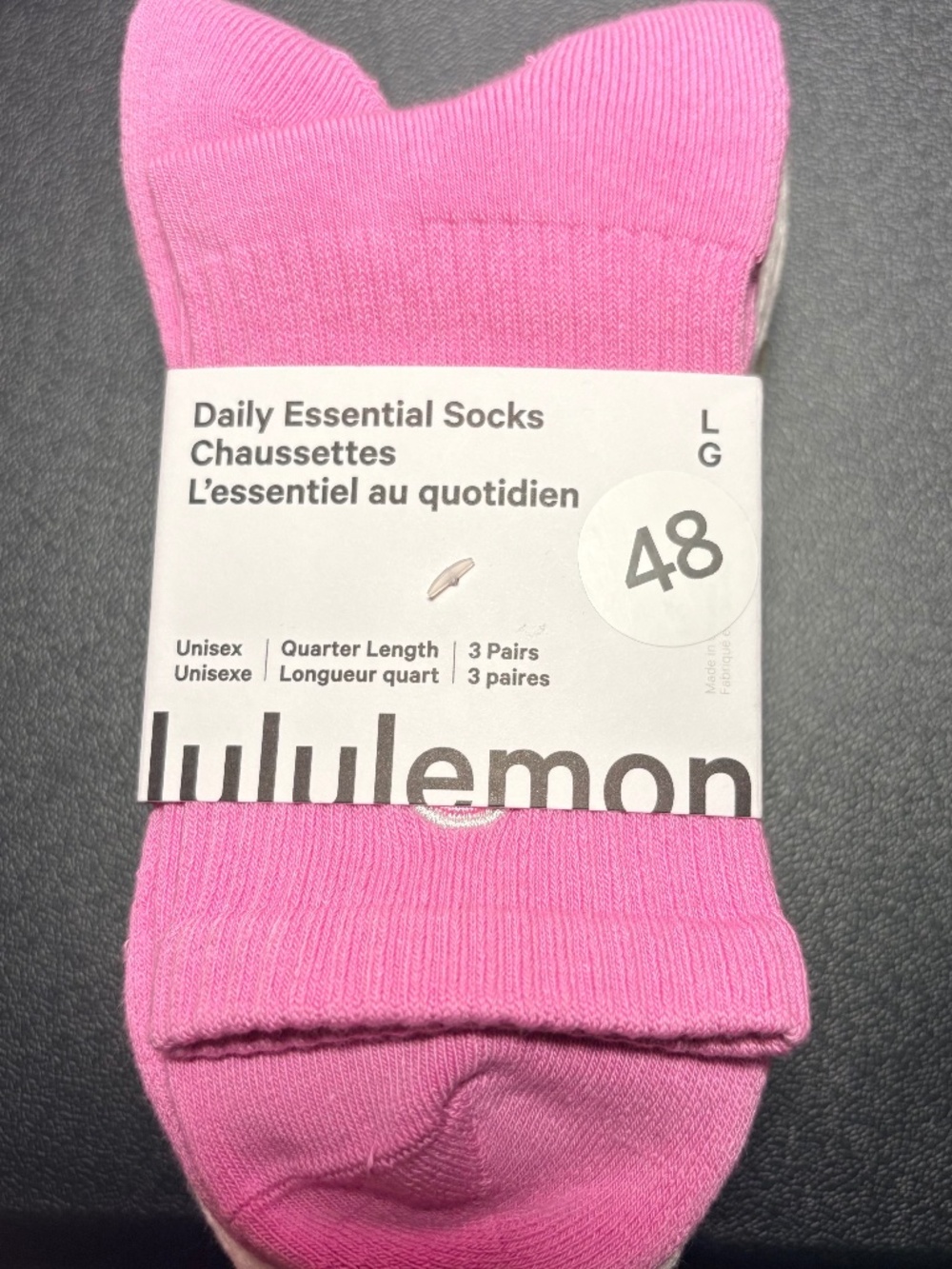 Lululemon Daily Essentials 3 pack socks, NWT SZ Large Sold Out Colors